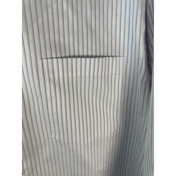 Pronto Uomo Mens White Purple Stripe Dress Shirt 16 34/35 Non Iron 100% Cotton - Picture 3 of 8